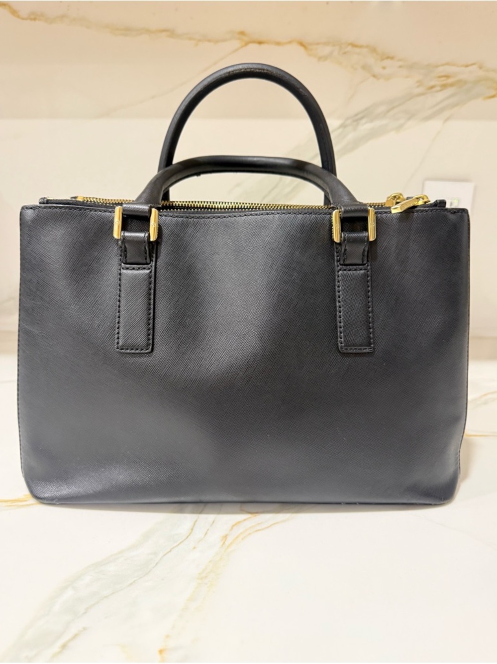 Tory Burch Navy Saffiano Leather Satchel with Gold Hardware - Picture 2 of 8
